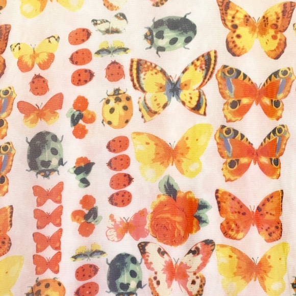 Urban Outfitters Riko Y2K Mesh Dress Orange Butterfly Ruched Mini Size Large - Picture 10 of 13